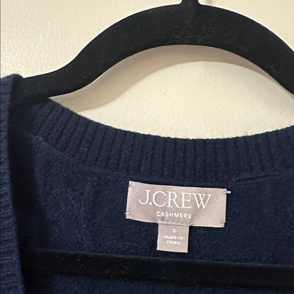 J. Crew Womens Navy Cashmere Cropped V-Neck Cable Knit Sweater Vest Sz Small - Picture 5 of 8